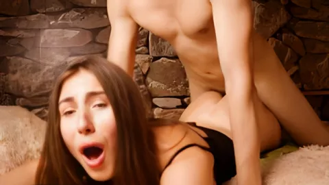 Brunette in a black nightgown got cum in the ass at the finish of anal sex