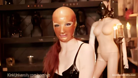 BDSM master and slave explain for latex and skin before fucking