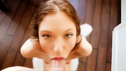 Washed with sperm a diligent sucker, who blew a cock on his knees